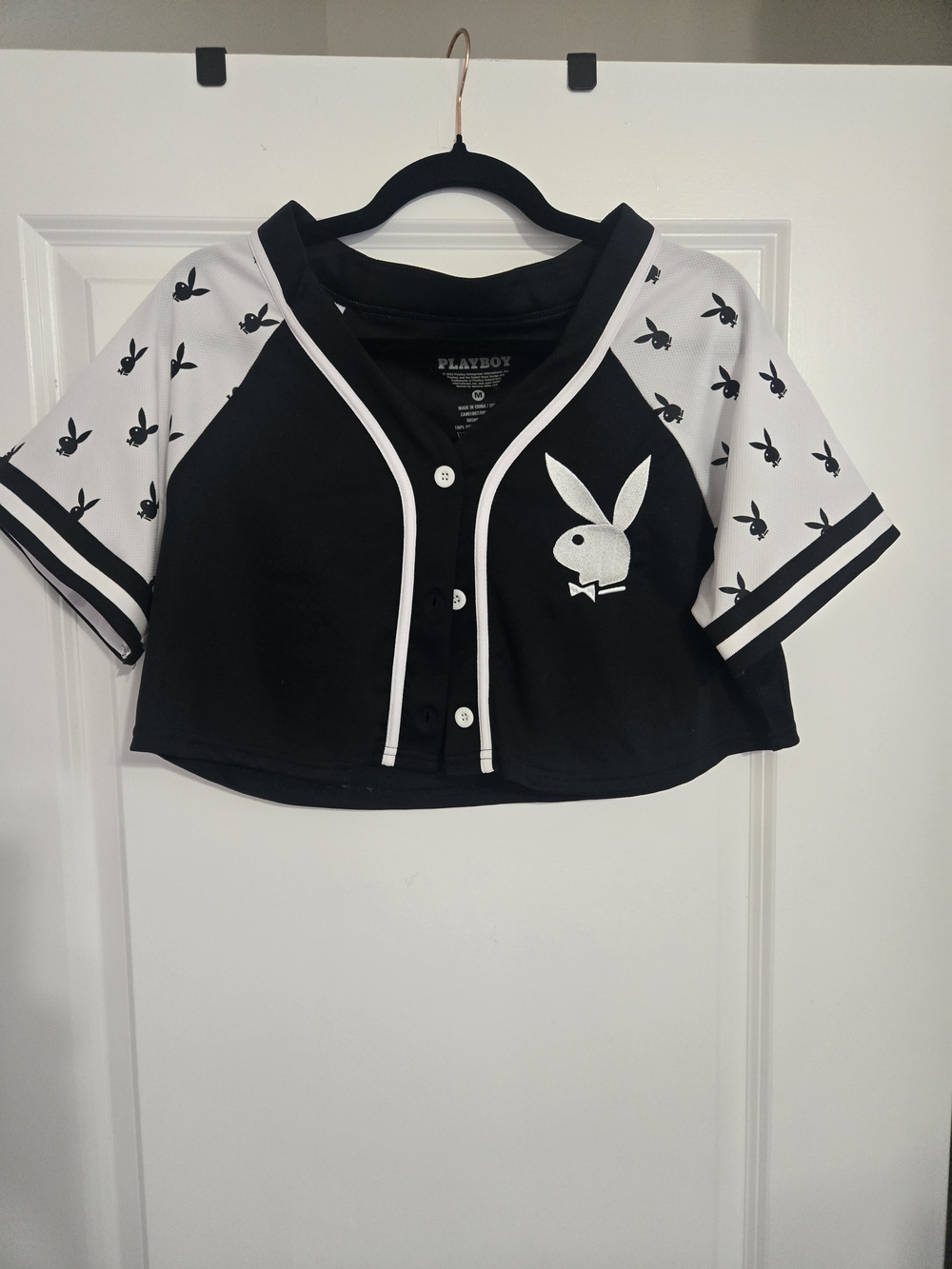 PLAYBOY JERSEY STYLE CROP TOP